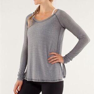 Lululemon Presence Of Mind Long Sleeve in Tonka Stripe Burnout Black Women’s Sz8